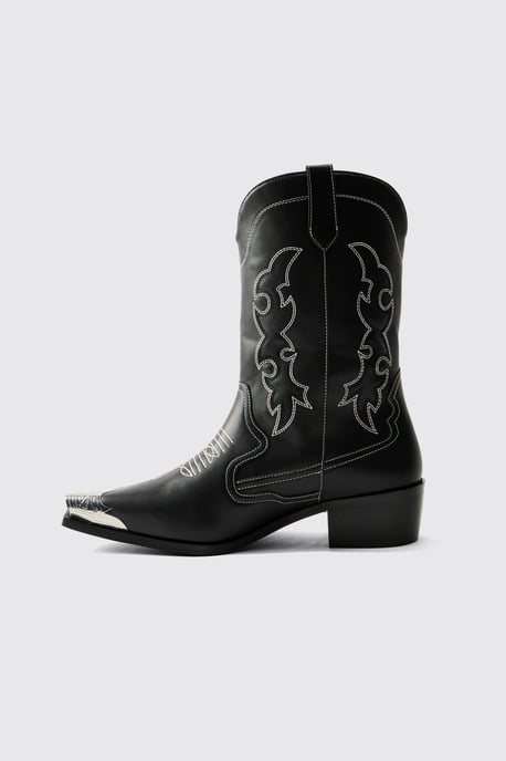 Embellished Cowboy Boot With Toe Cap - Image 2