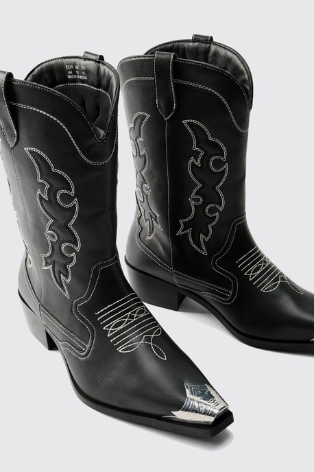 Embellished Cowboy Boot With Toe Cap - Image 3