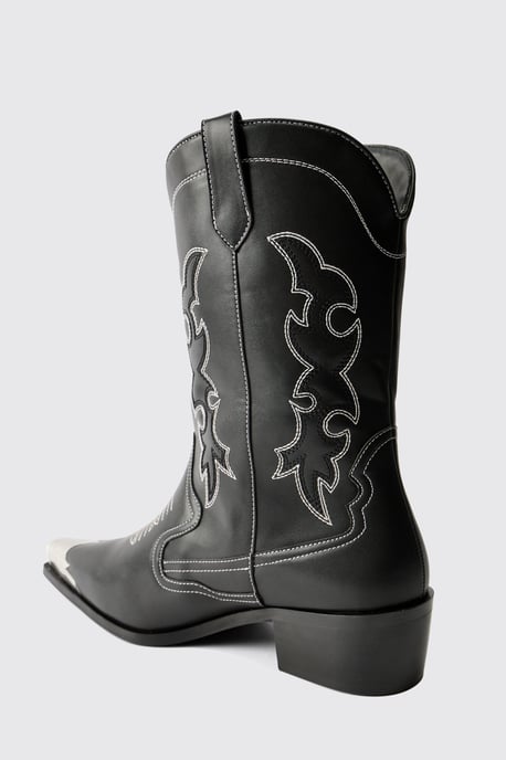 Embellished Cowboy Boot With Toe Cap - Image 4