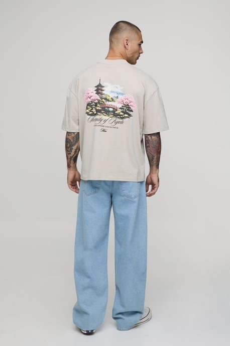 Stone Oversized Boxy Landscape Print T-Shirt - Image 2