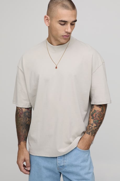 Stone Oversized Boxy Landscape Print T-Shirt - Image 3