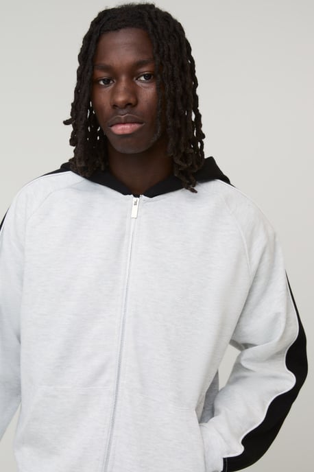 Oversized Panel Zip Through Hoodie & Relaxed Jogger Tracksuit - Image 3