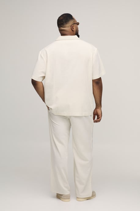 Plus Linen Blend Oversized Fit Shirt & Trouser Set - Image 3