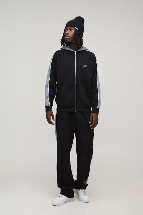 Oversized Panel Zip Through Hoodie & Relaxed Jogger Tracksuit - Image 1