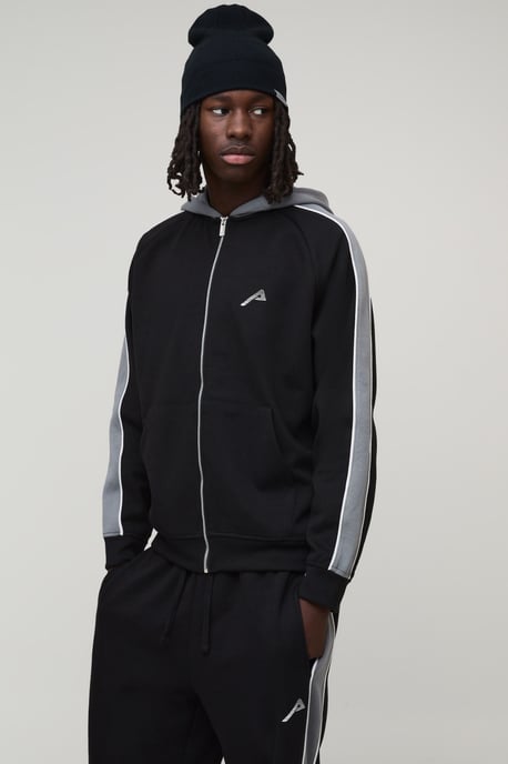 Oversized Panel Zip Through Hoodie & Relaxed Jogger Tracksuit - Image 3