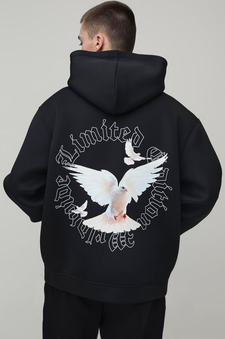 Oversized Limited Edition Dove Bonded Scuba Printed Hoodie - Image 1