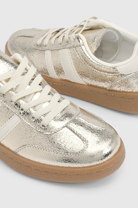 Erin Faux Metallic Leather Lace Up Trainers - Image 4