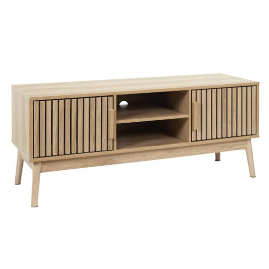 Casa di Elturo Tv-meubel bergen oak – 117 cm – bruin – houtfineer – met deurtjes & opbergvakken - Image 1