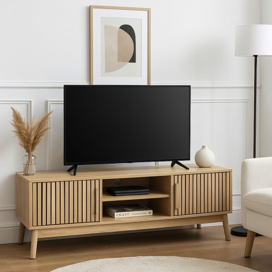Casa di Elturo Tv-meubel bergen oak – 117 cm – bruin – houtfineer – met deurtjes & opbergvakken - Image 2