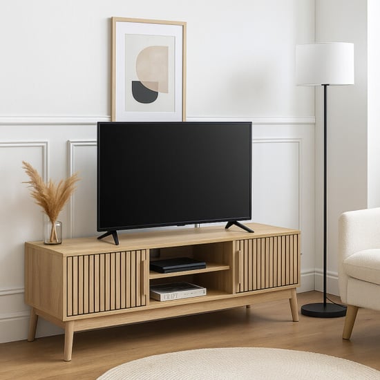 Casa di Elturo Tv-meubel bergen oak – 117 cm – bruin – houtfineer – met deurtjes & opbergvakken - Image 3