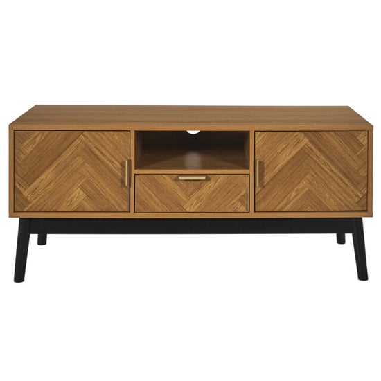 Casa di Elturo Tv-meubel valerio – 110 cm – marron noir – hout & mdf – visgraat front – met - Image 4
