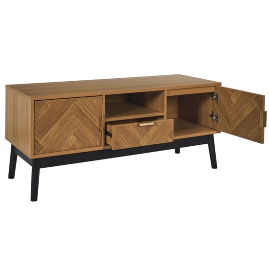 Casa di Elturo Tv-meubel valerio – 110 cm – marron noir – hout & mdf – visgraat front – met - Image 5