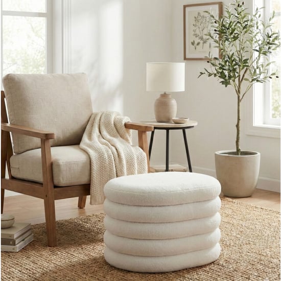 Casa di Elturo Poef teddy met opbergruimte – wit/beige – l 59 x b 45 x h 40 cm - Image 3
