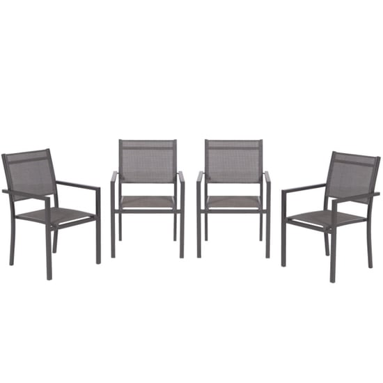 Garden Impressions Moon tuinstoelen set van 4 carbon black / antraciet - Image 1