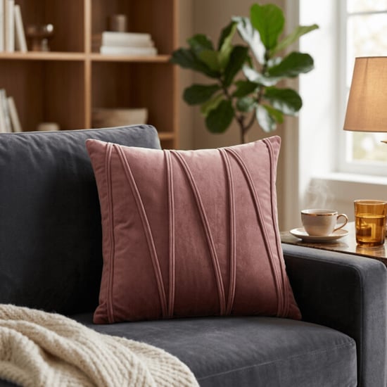 Casa di Elturo Sierkussen elvira velvet 45 x 45 cm – luxe oud kussen met verticale - Image 2