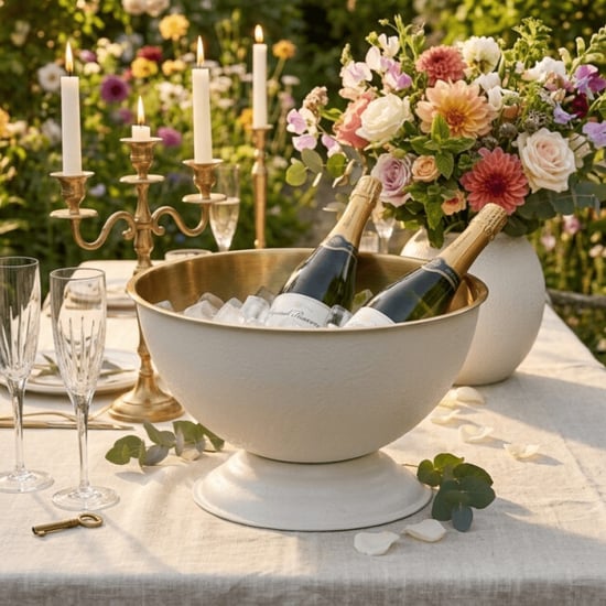 Casa di Elturo Champagnekoeler aurelia rvs – mat te wijnkoeler met goudkleurige binnenkant – - Image 4