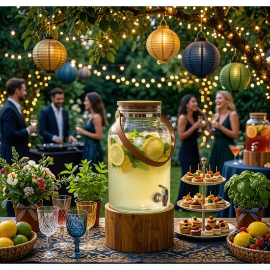 Casa di Elturo Drankdispenser lucento 6l met kraan – glazen waterdispenser met houten standaard - Image 3