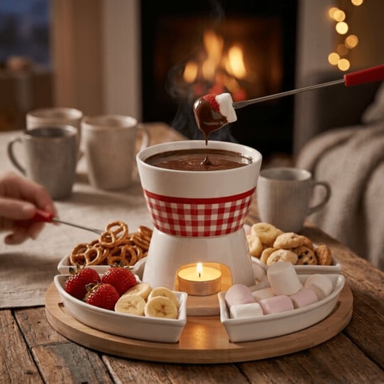 Casa di Elturo Fondue set voor 4 personen bamboe en porselein inclusief schalen en vorkjes - Image 5