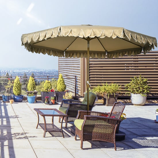 4goodz Parasol met volant en kantfranjes Ø264 cm kantelbaar houtlook kaki - Image 5