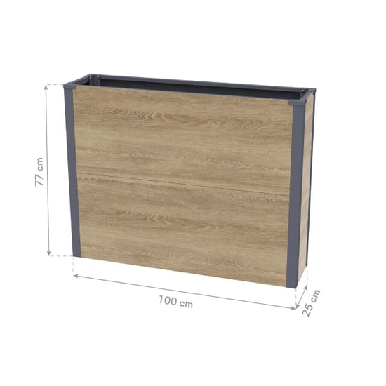 Westmann Talus xl metalen plantenbak met bodem 100x25x77 cm houtlook - Image 6