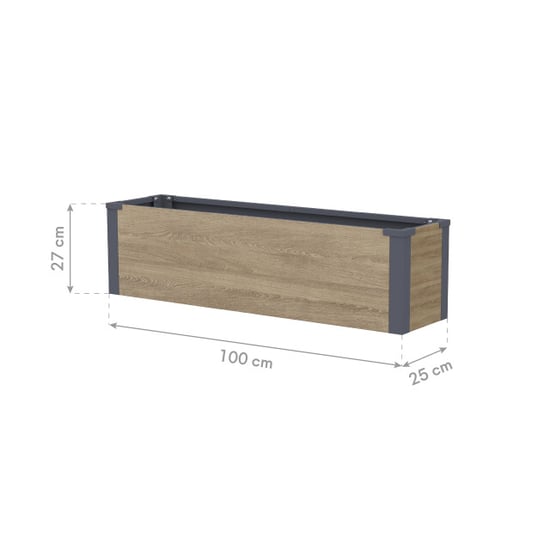 Westmann Talus m metalen plantenbak met bodem 100x25x27 cm houtlook - Image 6