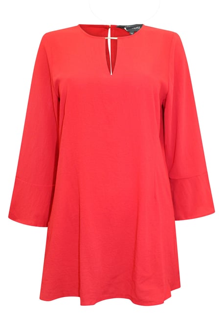 Keyhole Detail Fluted Cuff Tunic Top - Image 3