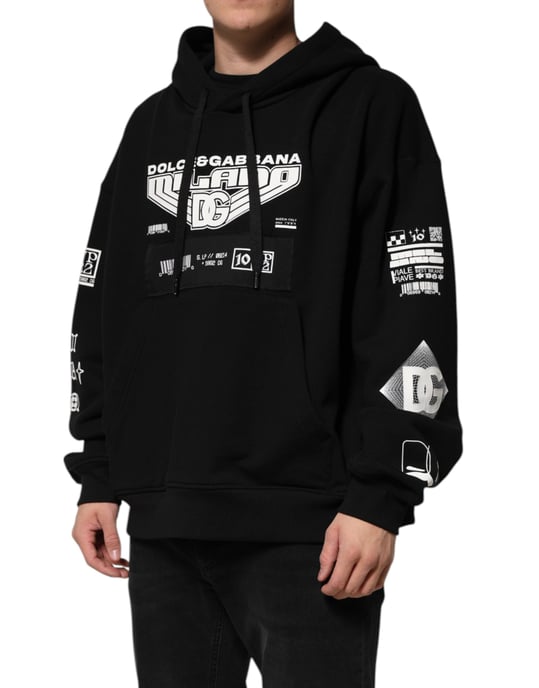 Dolce & Gabbana Zwarte Katoenen DG Milano Logo Print Hoodie Trui - Image 3