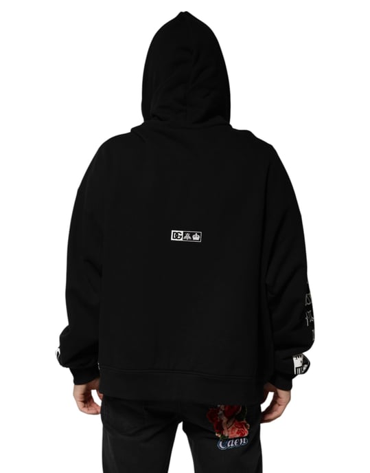 Dolce & Gabbana Zwarte Katoenen DG Milano Logo Print Hoodie Trui - Image 4
