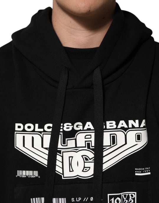 Dolce & Gabbana Zwarte Katoenen DG Milano Logo Print Hoodie Trui - Image 5
