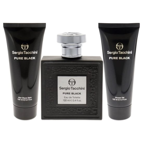 Sergio Tacchini Pure Black Gift Set 100ml EDT + 100ml Shower Gel + 100ml Aftershave Balm - Image 1