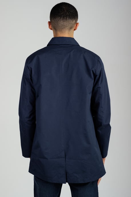 Navy Mid Length Button-Up Mac Coat - Image 2