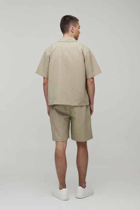 Oversized Boxy Textured Shirt & Relaxed Short Set - Image 2