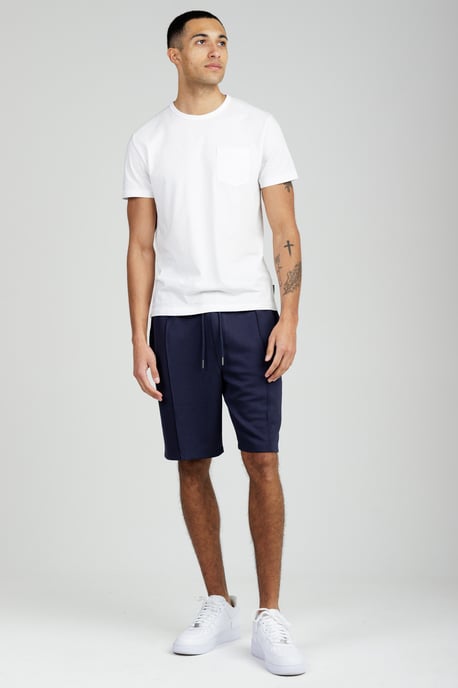 Navy Soft Jersey Shorts With Middle Seam And Drawstring Waist - Image 3