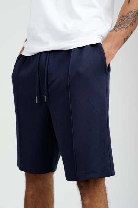 Navy Soft Jersey Shorts With Middle Seam And Drawstring Waist - Image 4