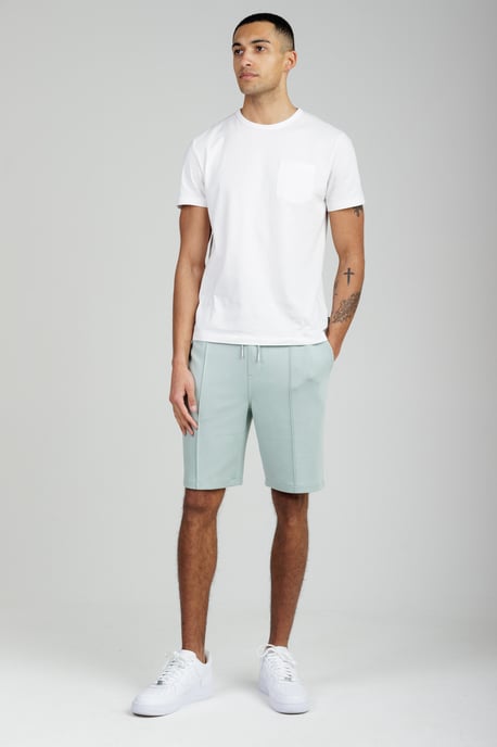 Light Green Soft Jersey Shorts With Middle Seam And Drawstring Waist - Image 3