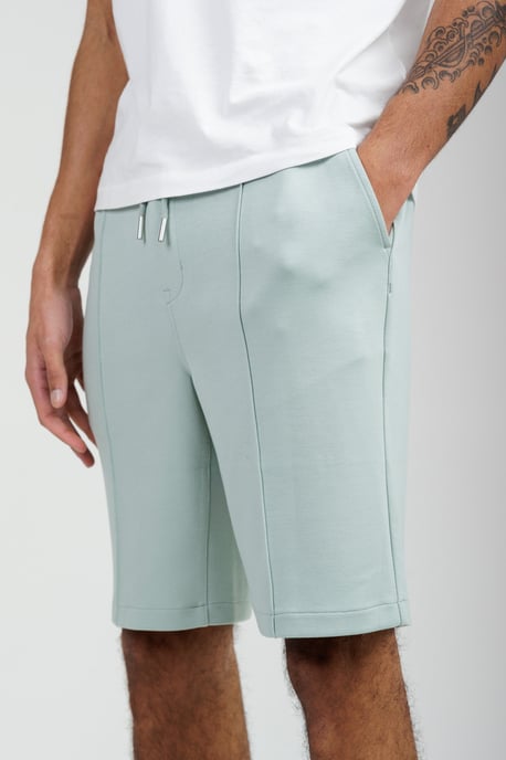 Light Green Soft Jersey Shorts With Middle Seam And Drawstring Waist - Image 4