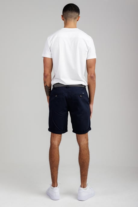 Navy Cotton Belted Chino Shorts - Image 2
