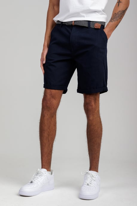 Navy Cotton Belted Chino Shorts - Image 4