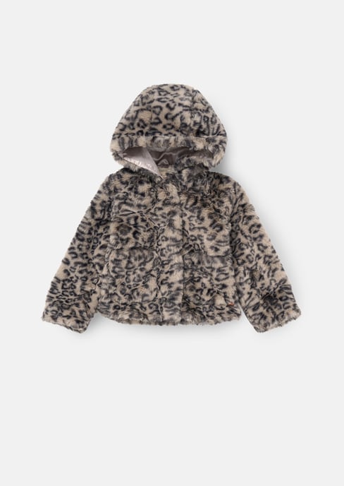 Lyla Leopard Hooded Fur Jacket - Image 1