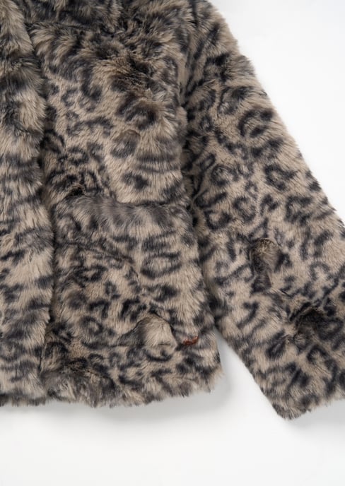 Lyla Leopard Hooded Fur Jacket - Image 4