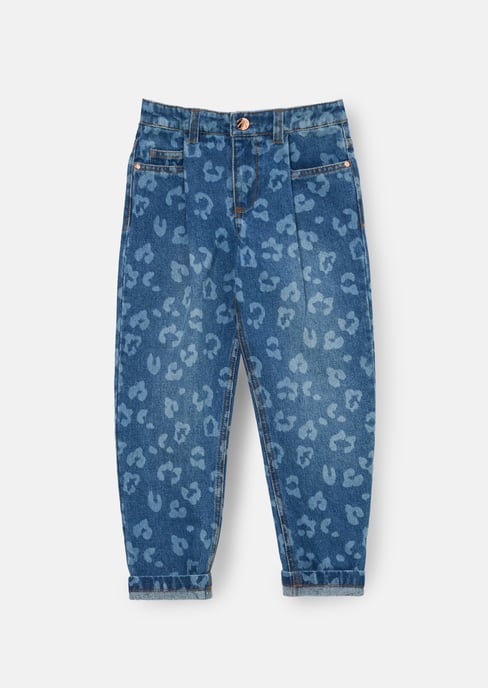 Kendal Leopard Denim Barrel Leg Jean - Image 1