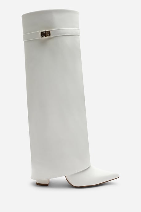Where's That From Keira Fold Over Shark Block Heel Point Toe Boots - Image 2