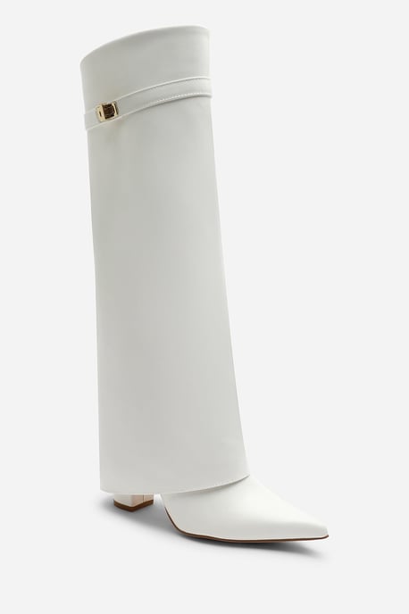 Where's That From Keira Fold Over Shark Block Heel Point Toe Boots - Image 3