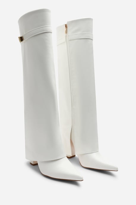 Where's That From Keira Fold Over Shark Block Heel Point Toe Boots - Image 4