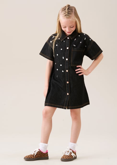 Zeta Gem Embellished Denim Dress - Image 2
