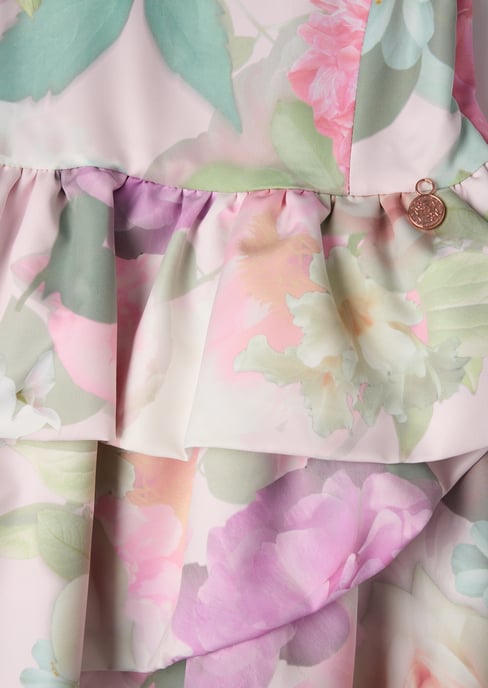 Lilah Pink Puffball Tiered Print Dress - Image 4