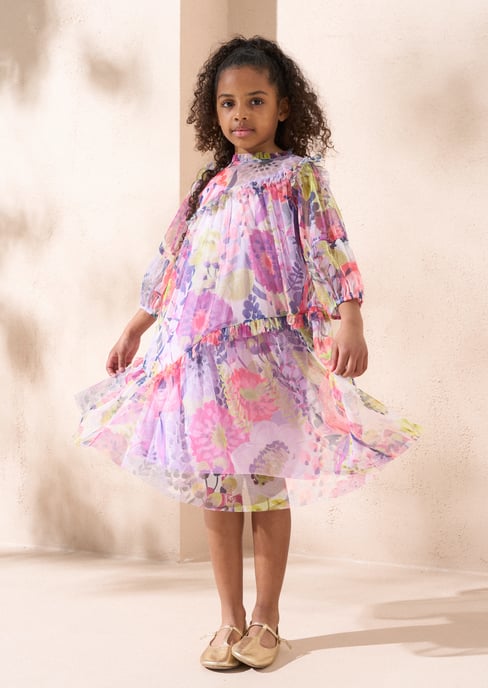 Beatrice Pink Print Mesh Dress - Image 2