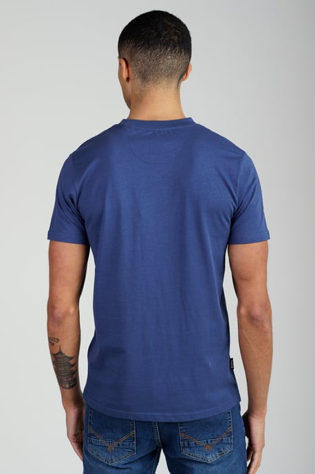 Dark Blue Regular Fit Cotton Graphic Crew T-Shirt - Image 2