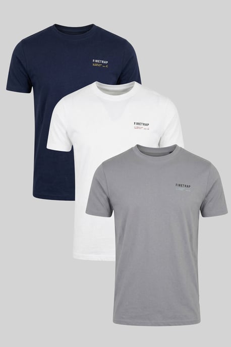 Multi 3 Pack Regular Fit Cotton Crew T-Shirts - Image 1