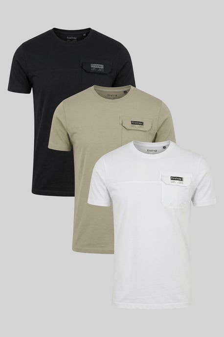 Multi 3 Pack Regular Fit Cotton Pocket Tees - Image 1